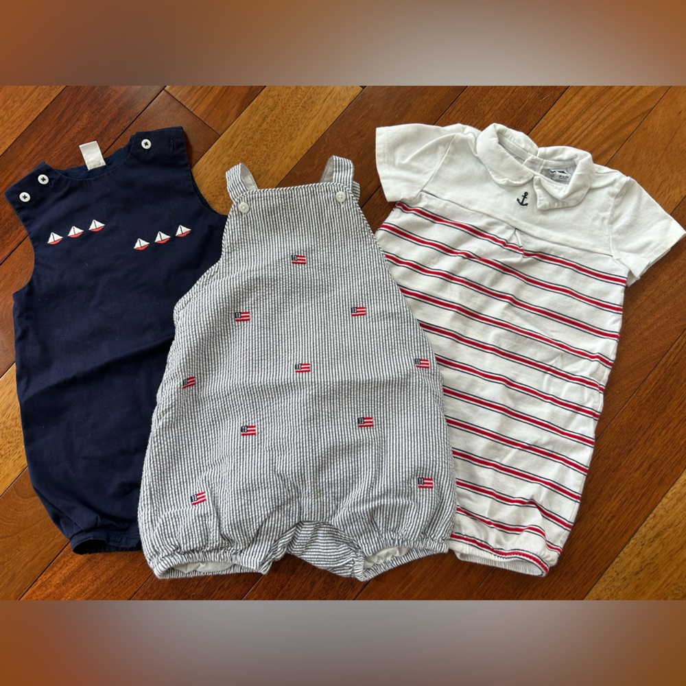 Janie and Jack Navy Romper Bundle-4th of July/Nautical